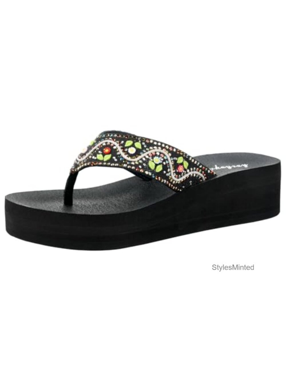Rhinestone Wedge Platform Flip-Flop Sandals for Women